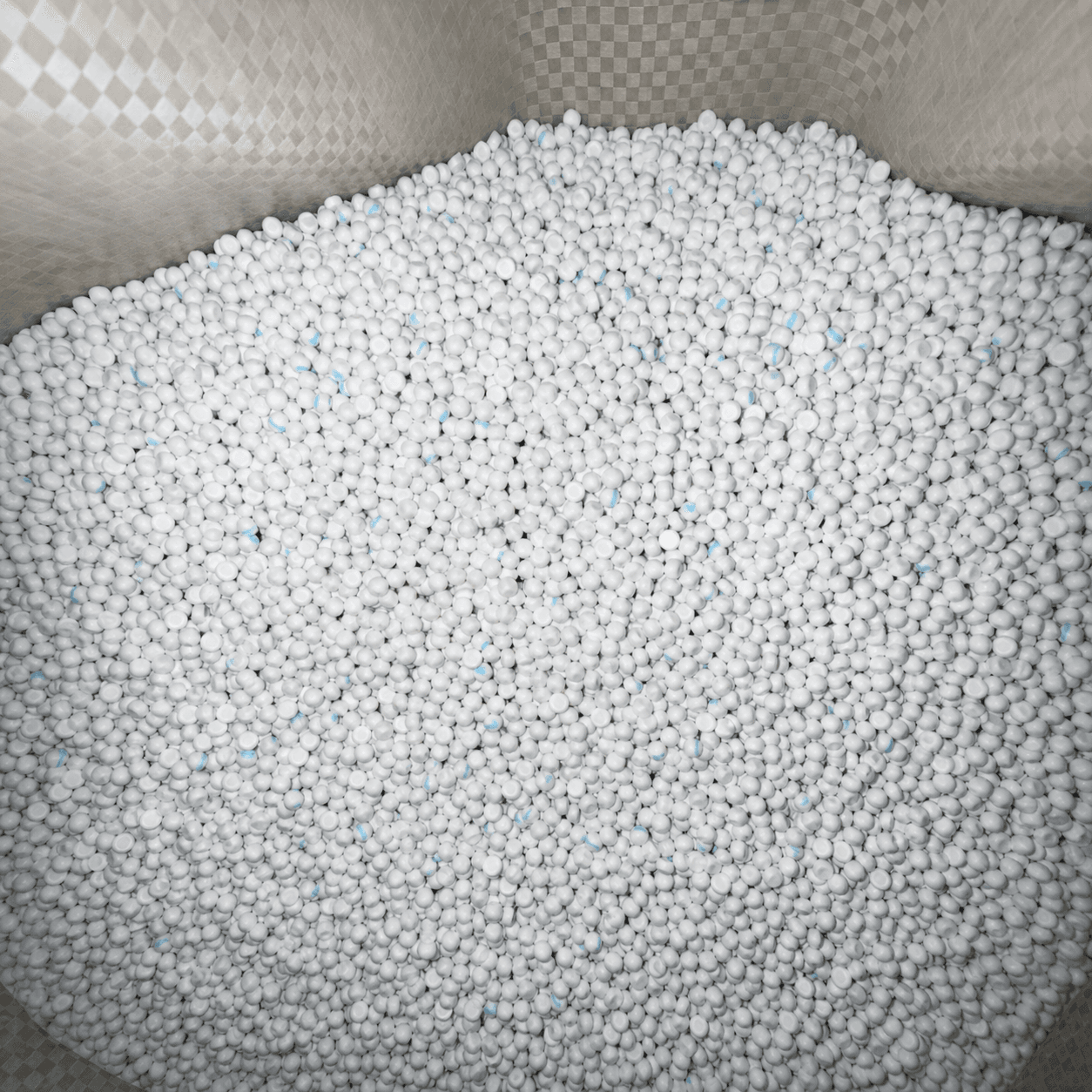 White LSZH compound pellets in bulk form
