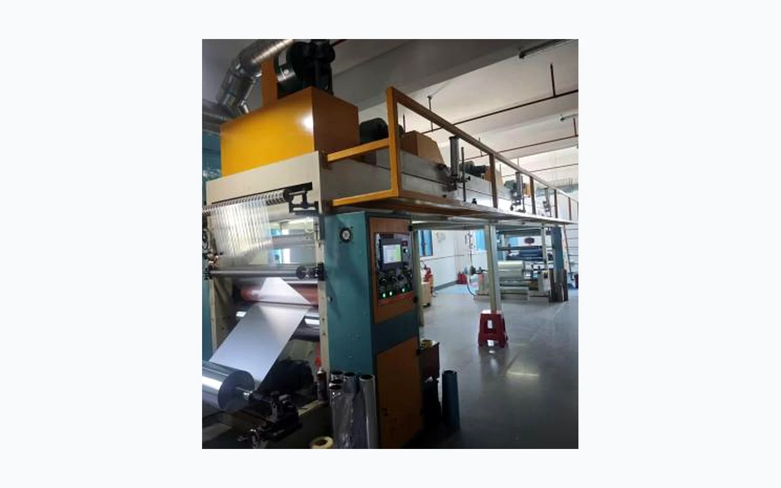 Cable coating and laminating production line in factory workshop